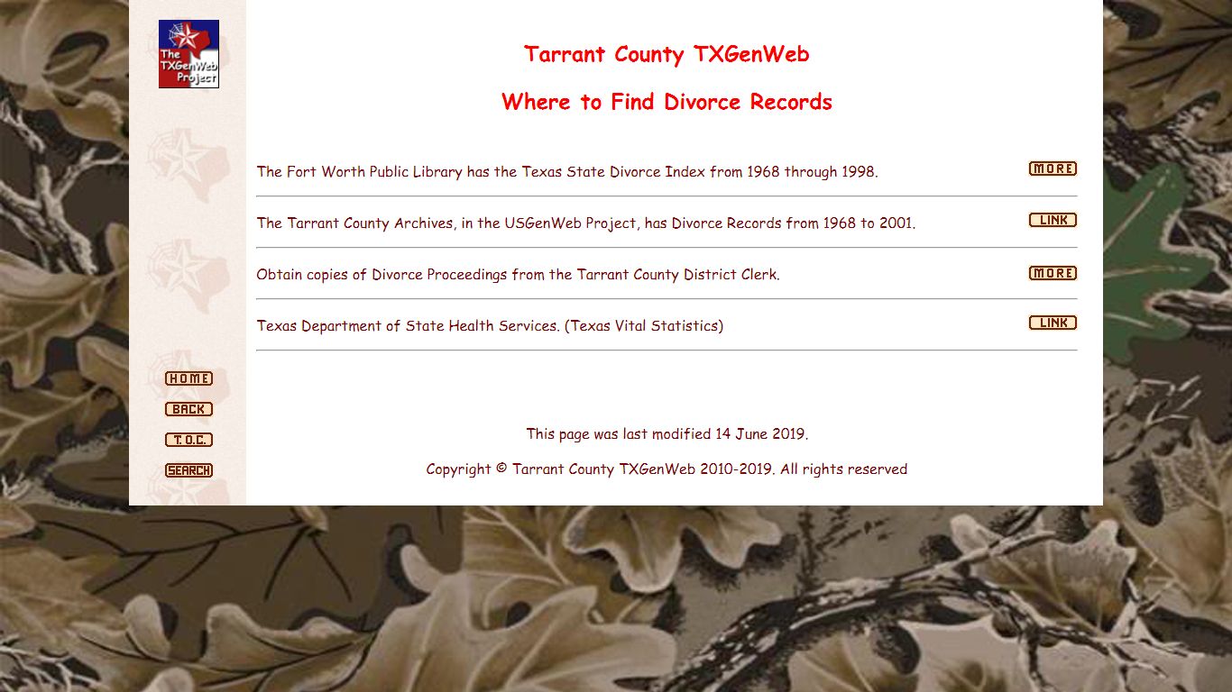 Tarrant County TXGenWeb - Divorce Records